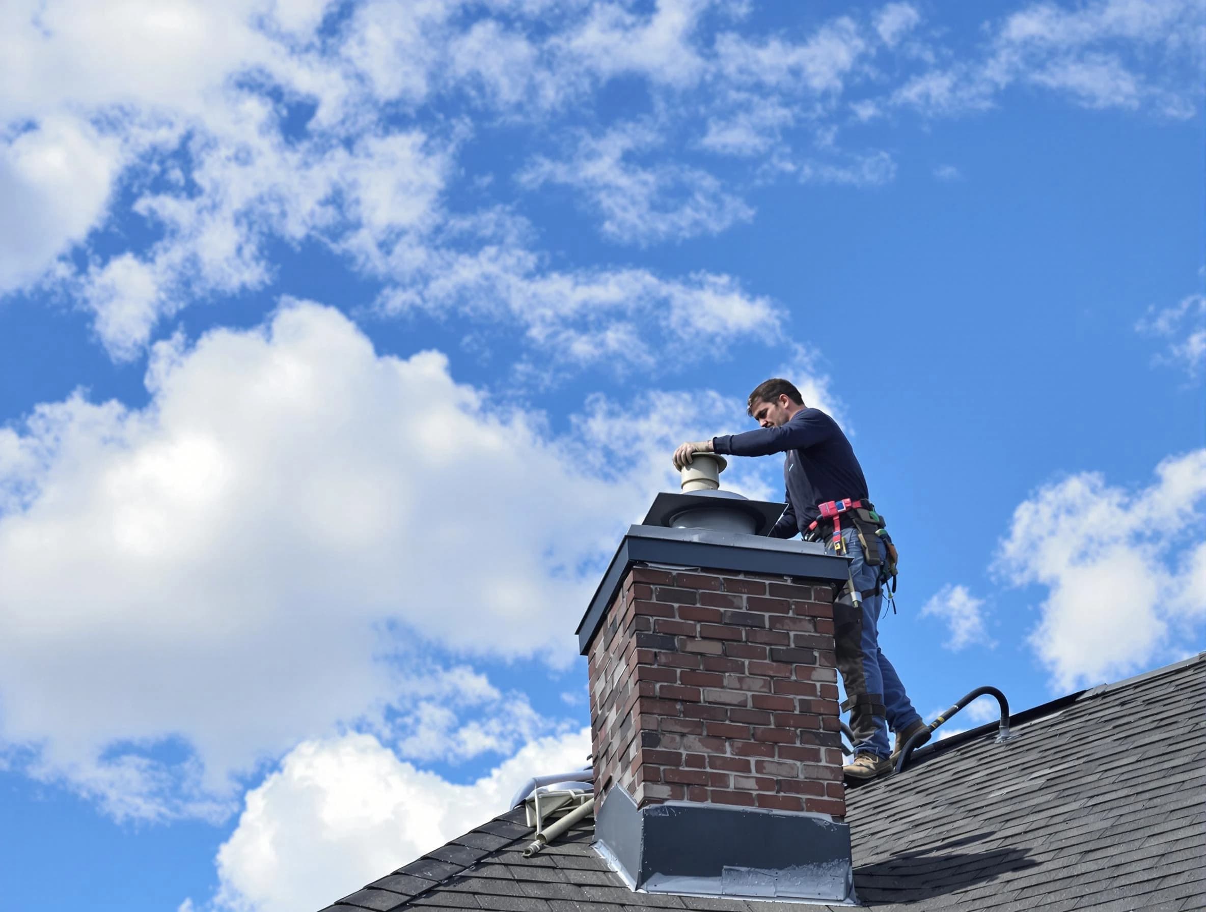 South Brunswick Chimney Sweep installing a sturdy chimney cap in South Brunswick, NJ