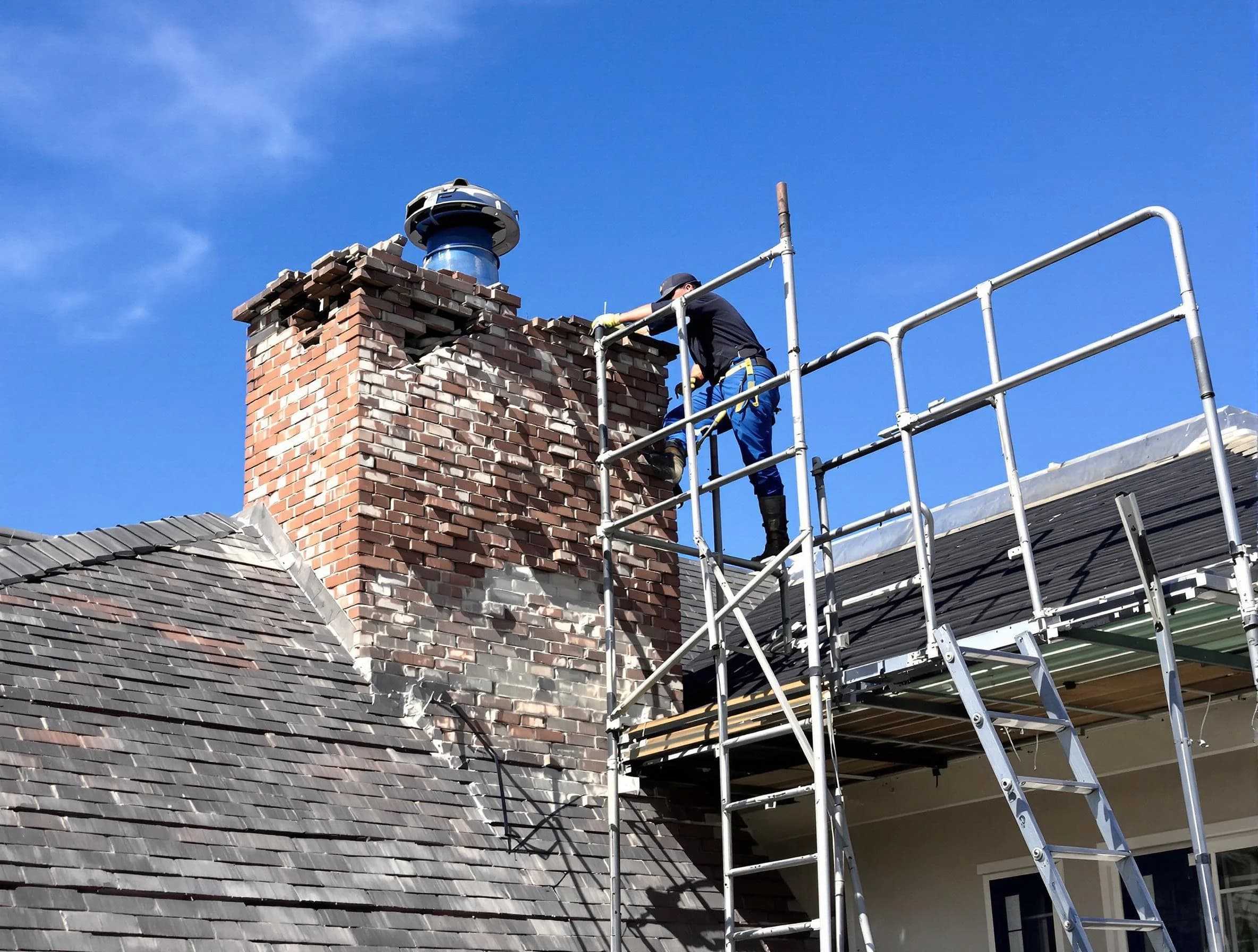Rebuilding a chimney structure by South Brunswick Chimney Sweep in South Brunswick, NJ